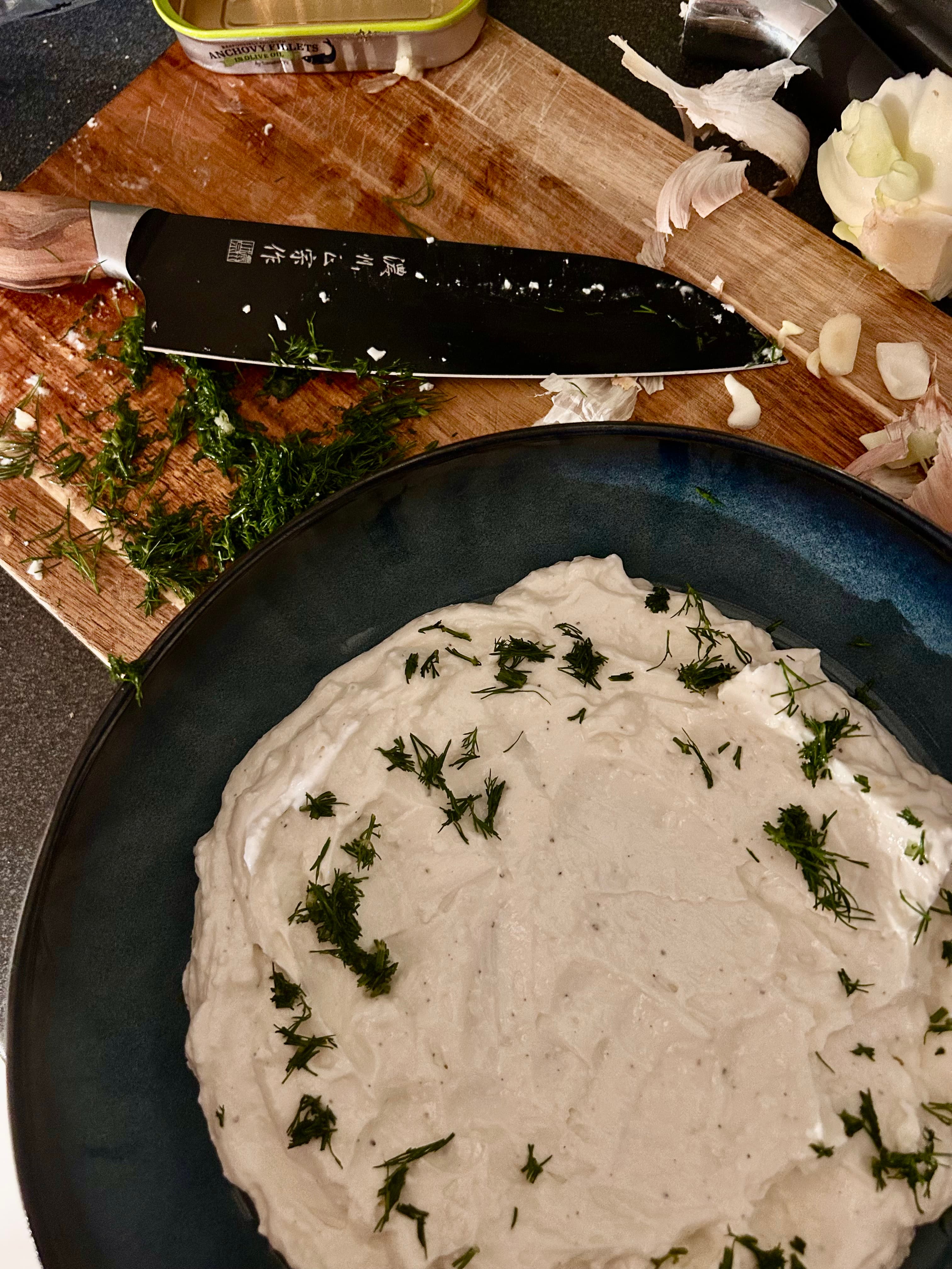 Roasted cabbage with Parmesan, walnuts and anchovies on whipped feta base photo 3