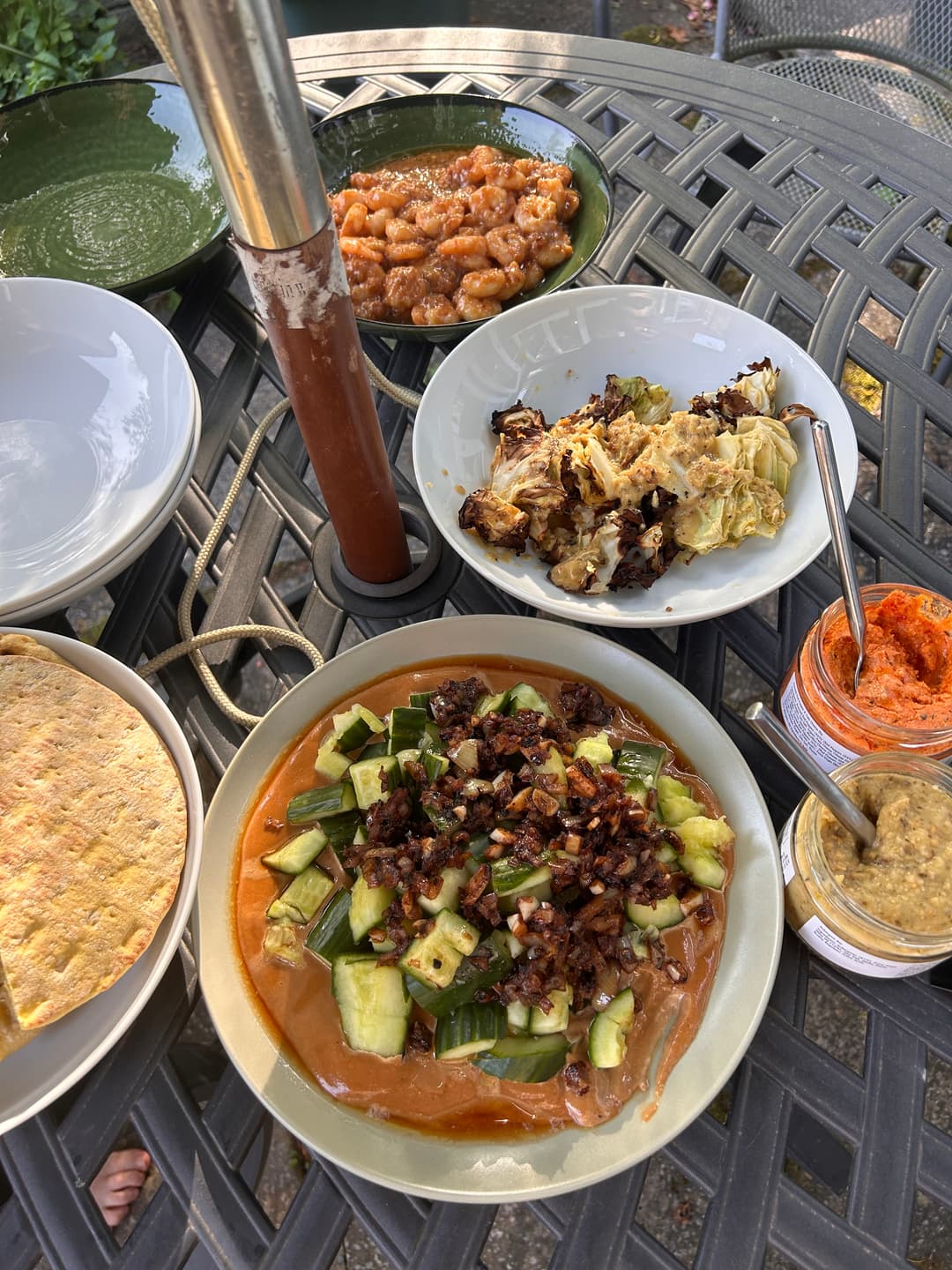 Smacked cucumber salad with tahini