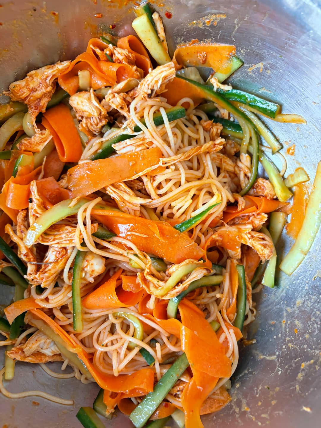Cold Korean shredded chicken noodles